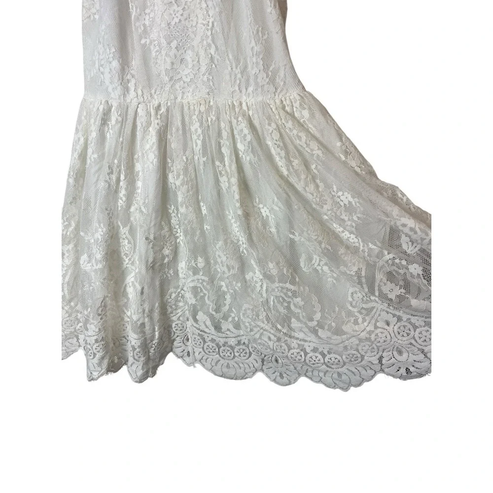 Free People Verushka Lace Mini Dress Ivory Size 6 Semi Sheer - Picture 6 of 12